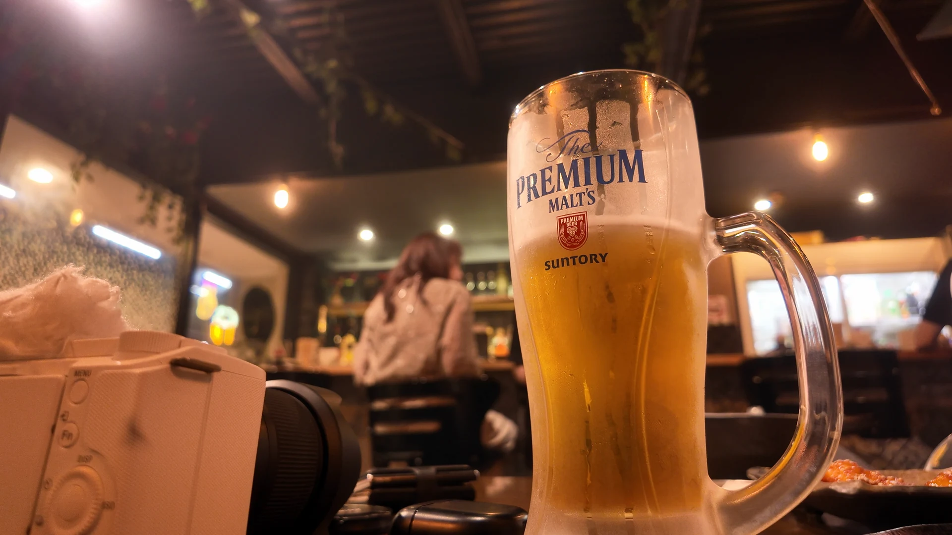 A 700ml Premium Malt’s draft beer at Chijimi Noda