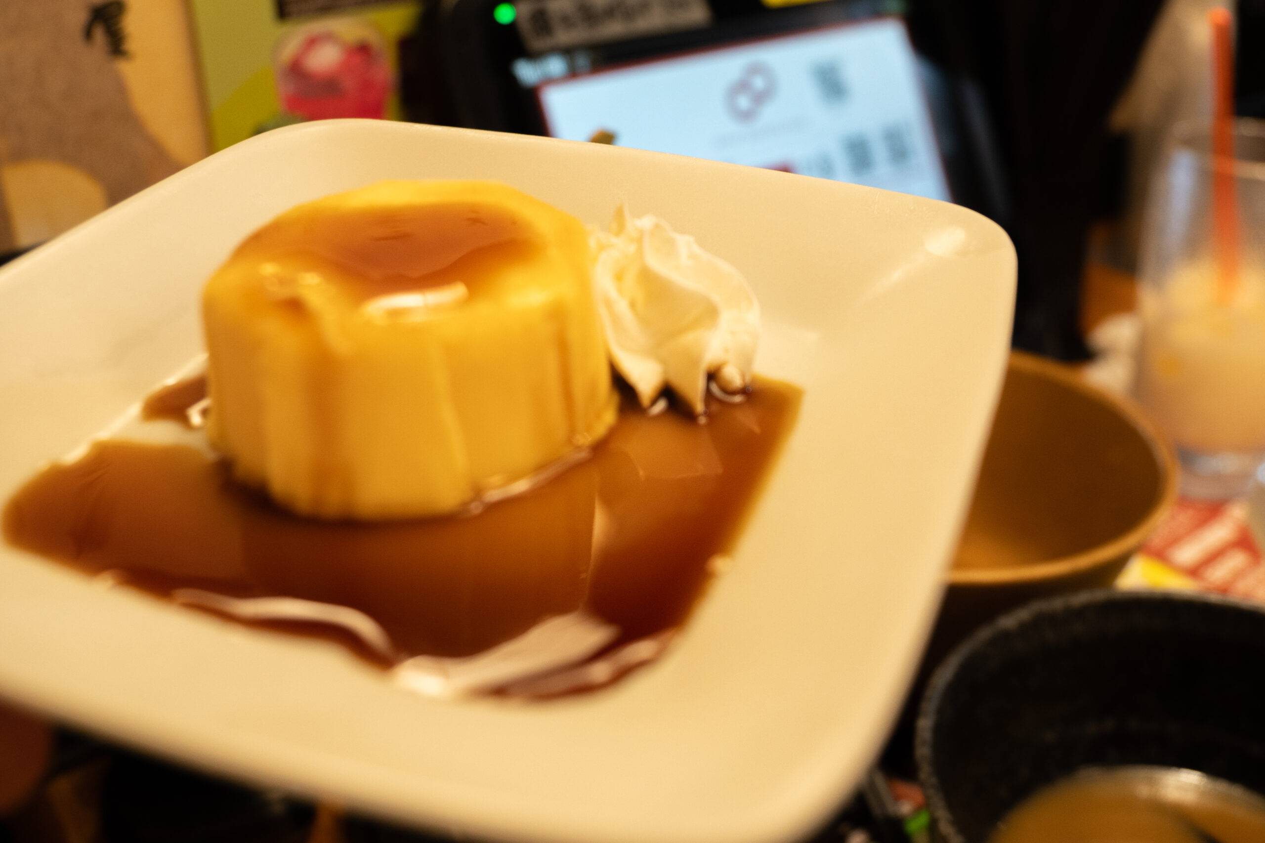 Frozen Catalana ice with caramel sauce and cream at Torikizoku